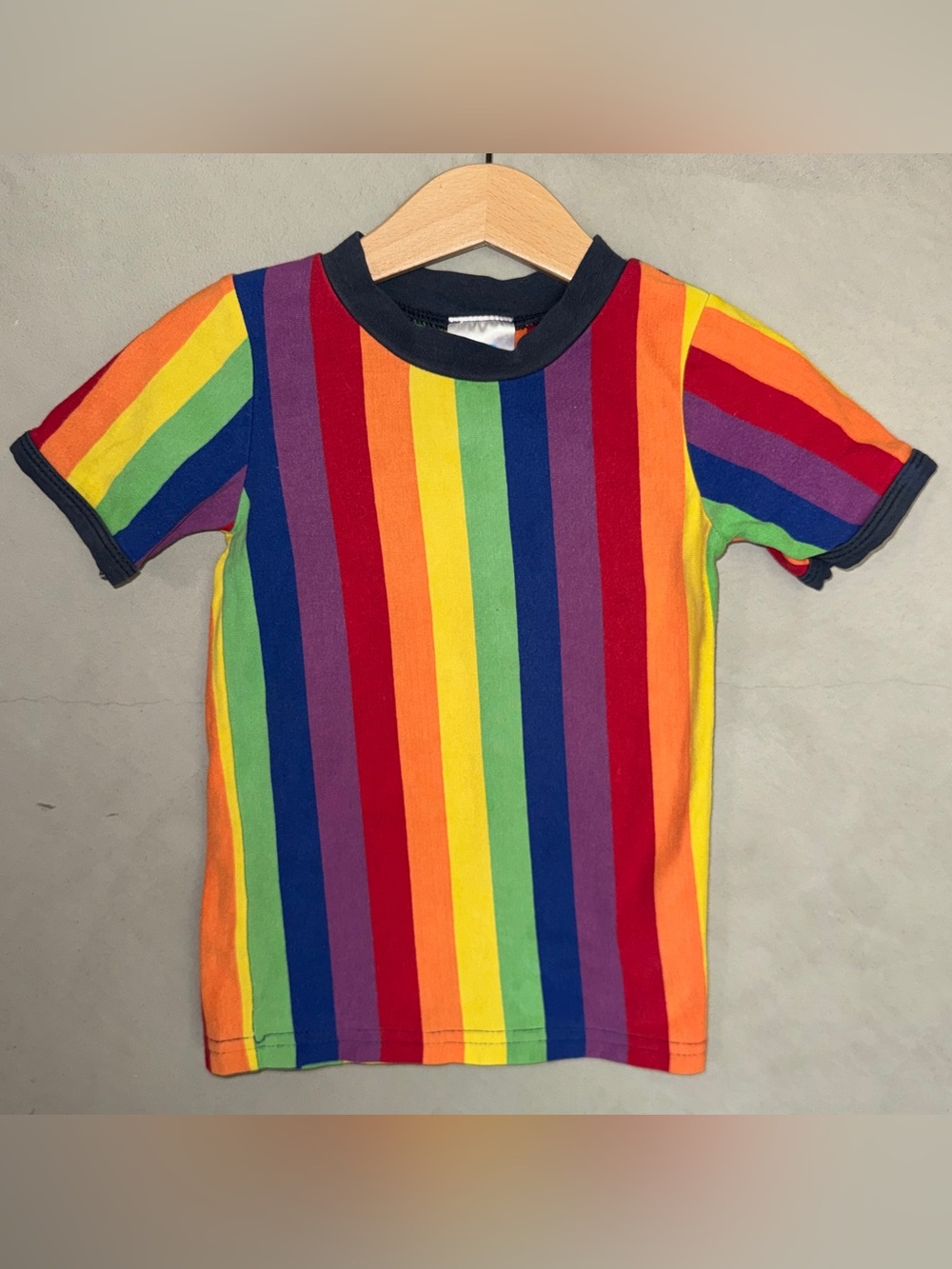 Beb & Ooo organic cotton colorful rainbow stripe short sleeve shirt 18-24 months